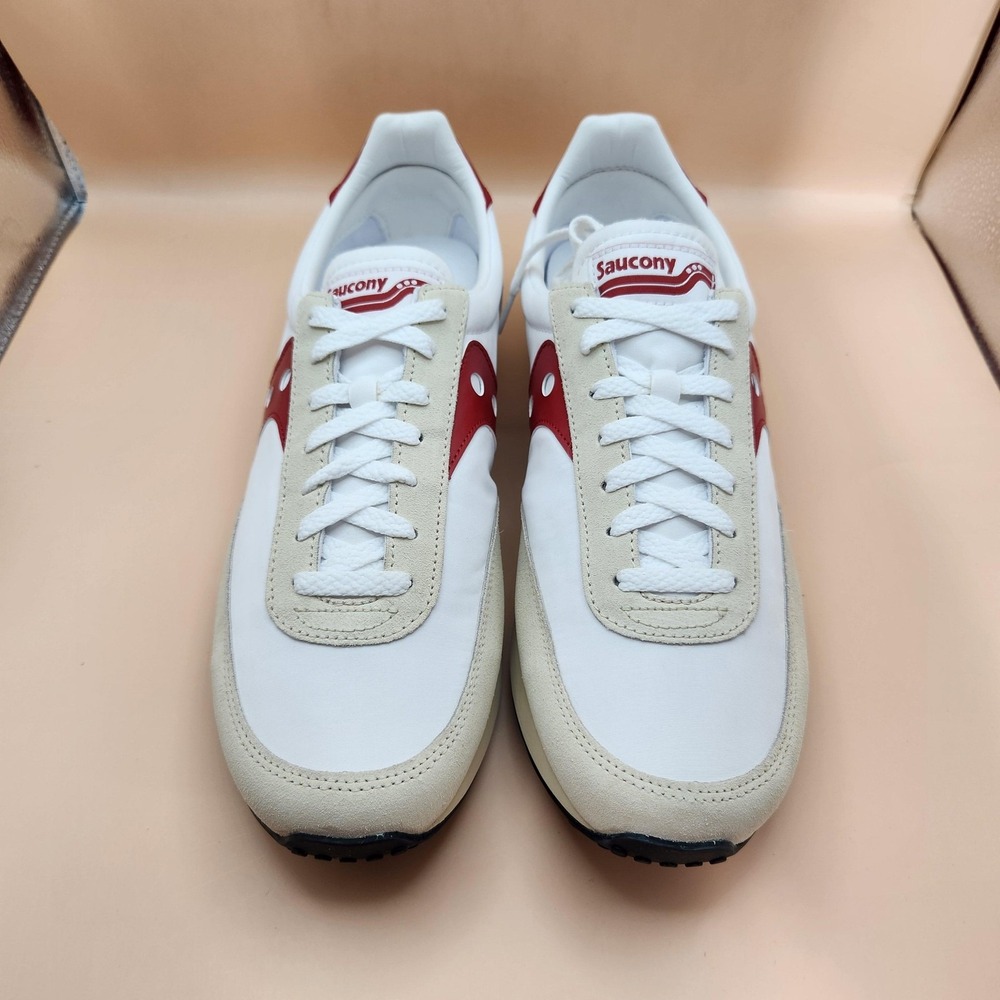 Saucony Trainer 80 Shoes Mens Size 12 White Red Originals Sneakers S70884-10 - Picture 2 of 10